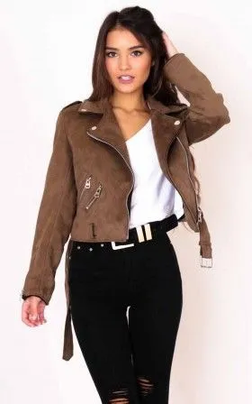 Showpo Khaki Suede Jacket thumbnail 1