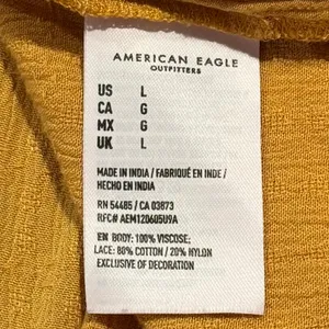American Eagle Top Boho Cottage Prairie Romantic Hippie Fairy Folk Mustard Large thumbnail 4
