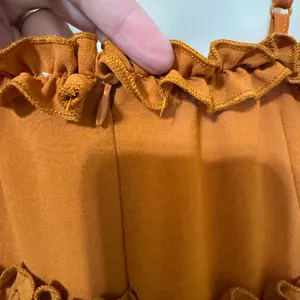 IRIS Rust Orange Ruffle Mini Dress Size M – Boho Flowy Summer thumbnail 7