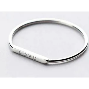 Boutique NEW Women's Dainty‎ White Gold-Plated S925 LOVE Bar Band Ring Size 7 thumbnail 6