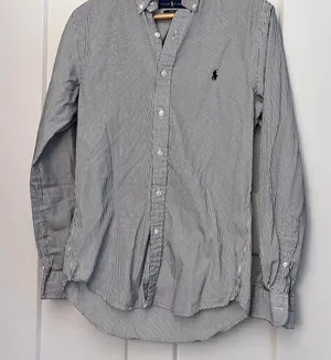 Polo Ralph Lauren Shirt Men Small Slim Black White Striped Button Down thumbnail 1