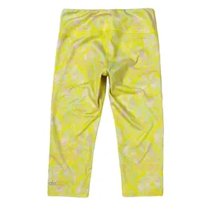 Alo Yoga Airbrush Capri Leggings Yellow Zest Indio Geometric Size XS‎ thumbnail 2