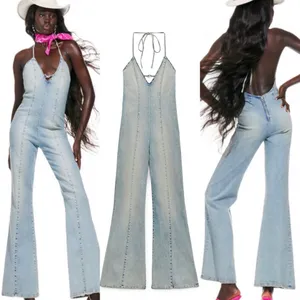 ZARA NWT Denim Jumpsuit. Super Cute And Flattering. Small “ B “ Crystal Do You Represent Barbie But Easily Can Be Taken Off And Not Noticeable thumbnail 2