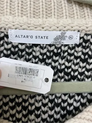 NEW Altar’d State Ivory & Black Knit Cardigan Sweater Size XL NWT thumbnail 5