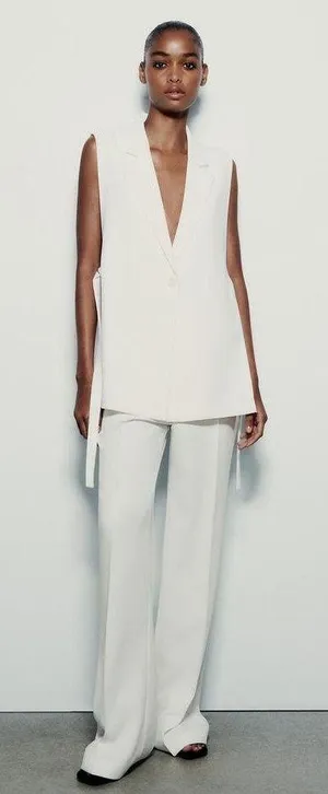 Zara blazer vest coat cream waistcoat with vents thumbnail 13