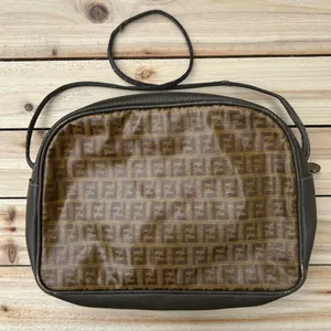 Authentic Vintage Tan Brown Monogram Fendi Shoulder Bag Purse thumbnail 3