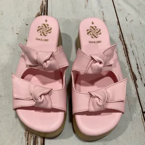 Sam & Libby Pink‎ Platform Double Bow Tie Comfy Dress Sandals thumbnail 1