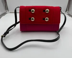 Vintage Kate Spade New York Pink Red Felt Crossbody Bag Gold Hardware thumbnail 1
