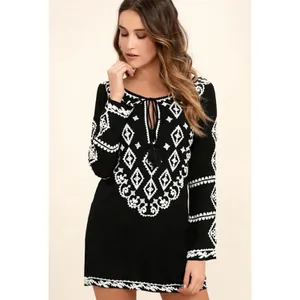 Lulus A Day in the Life Black and White Embroidered Dress Size Medium‎ Kaftan thumbnail 3