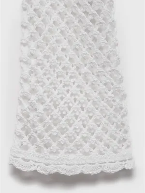 Mango Crochet Cardigan with Bow Closure NWT White S thumbnail 4