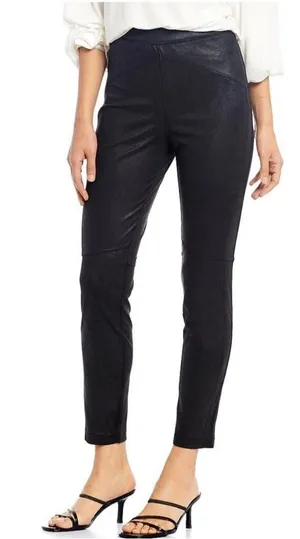 Free People Midnight Vegan Suede Skinny Pants Black High Rise M thumbnail 1