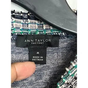Ann Taylor Factory Women's Peplum Top Multicolor Tweed Knit Short Sleeve - Med thumbnail 6