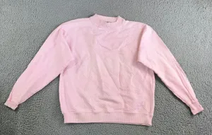 Vintage Pastel Sweatshirt Women‎ XL 90s Textured Grandma Coquette Pink Retro Y2K thumbnail 1