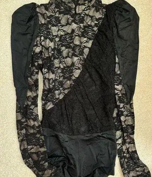 Weissman Black and Gold Leotard Boyshort Dance Costume thumbnail 1