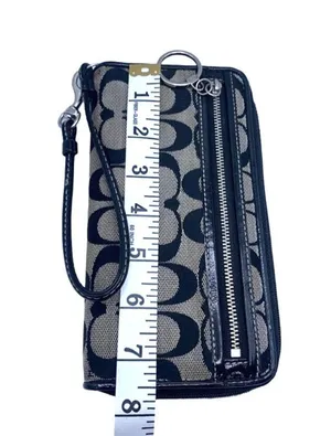 COACH Black Signature Canvas Wristlet Wallet thumbnail 10