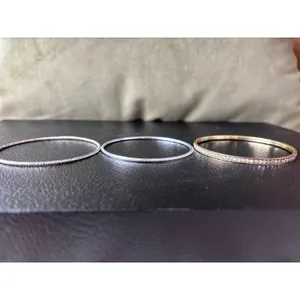 Mixed Metal Rhinestone Stackable Bangle Bracelet Set Gold Silver Tone‎ 8pc 7.75" thumbnail 3