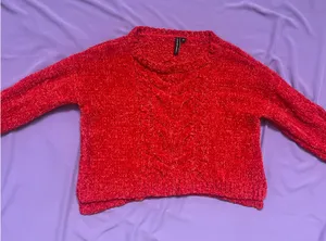 Moon & Madison Knit Sweater Cropped Red thumbnail 1