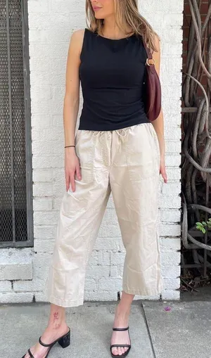 L.L bean y2k tan cotton capri cargo pants sz s thumbnail 4