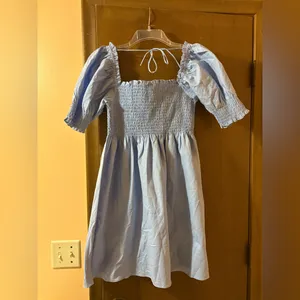 Hill House Athena Nap Dress in Light Blue Glitter Check thumbnail 6