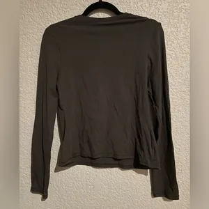 Skims NWT Long Sleeves Cropped Cotton T-Shirt Washed Onyx Color Size XL thumbnail 4
