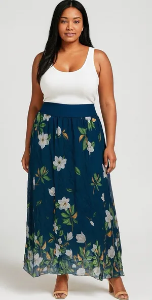 NWT Elena Baldi Italy Silk Viscose Floral Tropical Maxi Skirt Boho Chic Sz L thumbnail 1