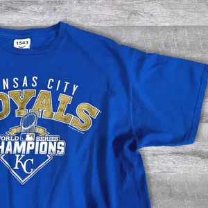 Delta Kansas City Royals T Shirt Adult L World Series 2015 Blue Gold Short Sleeve MLB thumbnail 2