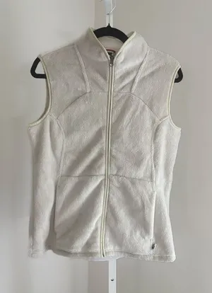 The North Face Women’s Vest Cream Fleece Full Zip Sz L Cozy Layering Outerwear thumbnail 1
