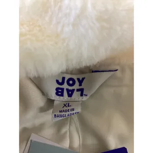JoyLab Womens Faux Fur Full Zip Jacket XL Jet Stream White‎ Black Trim E744PW thumbnail 2