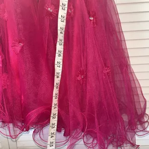 Magenta Floral Tulle Party Dress Sequin 3D Flower Corset Back DY83A070Size 13/14 thumbnail 8