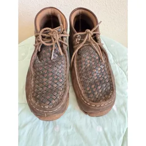Twisted X Brown Woven Leather Lace-Up Chukka Ankle Boots Round Toe US 4 thumbnail 2