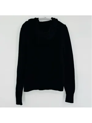 Vintage Lauren Ralph Lauren Black Knit Full Zip Hooded Sweater, Size M thumbnail 4