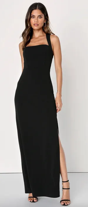 Lulus Glamorous Dedication Black Sleeveless Column Maxi Dress Formal Medium NWT thumbnail 1