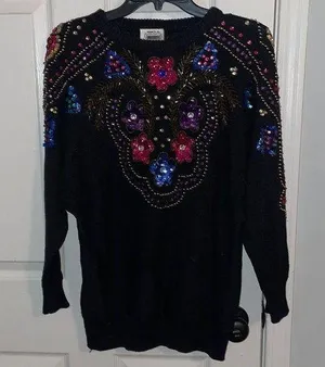 Vintage beaded sweater Black thumbnail 1
