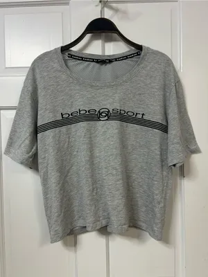 bebe Gray Sport Logo Cropped Tee thumbnail 2
