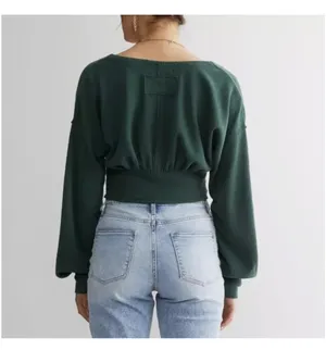 We The Free Free People- All Nighter Thermal Cropped Top - Pine Green thumbnail 5