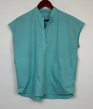 Figs Turquoise Cap Sleeve Blouse s thumbnail 1