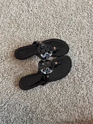 Tory Burch Miller Patent Leather Sandals SZ 8 Vacation Preppy Like New thumbnail 3