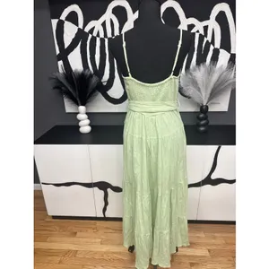 ASOS DESIGN Green Linen Blend Midi Dress Women's US 6 Belted Sundress Boho thumbnail 5