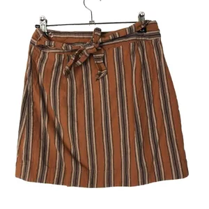 Boutique‎ Storia Orange Stripe Wrap Mini Skirt S thumbnail 3