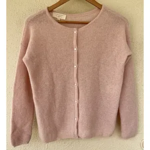 SEZANE Gaspard Mohair Alpaca Cardigan Button Down Rib Sweater XS Pink Coquette thumbnail 5