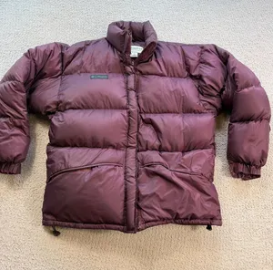 Vintage 90s Columbia Burgundy Goose Down Puffer Jacket Women’s L Oversized Japan thumbnail 1