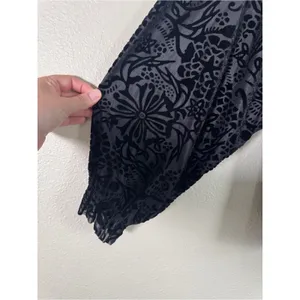 Free People Black Floral Velvet Burnout Off Shoulder Blouse Womens S Boho Witchy thumbnail 10