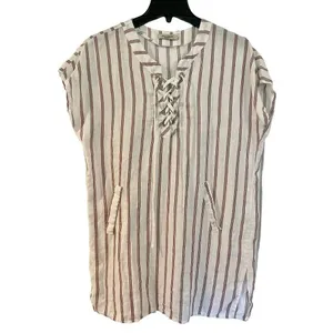 Viola Borghi made in Italy striped lace up tunic coverup thumbnail 2