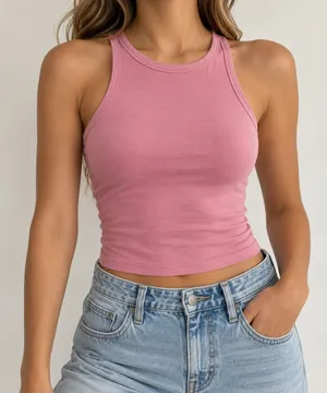 Hollister Must-Have Pink High Neck Tank Top Women’s S Y2K Fitted Basic thumbnail 1