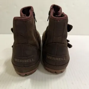 Merrell GripDry Bootie Boots Womens 7.5 Brown Leather Ankle Zip Strap Gorpcore thumbnail 3