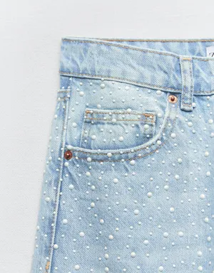 Zara NWT TRF Pearl Wide Leg Jeans thumbnail 6