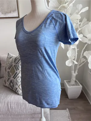 Lululemon Swiftly Tech Short Sleeve Heathered Blue Women's V-Neck Active Tee 8 thumbnail 4