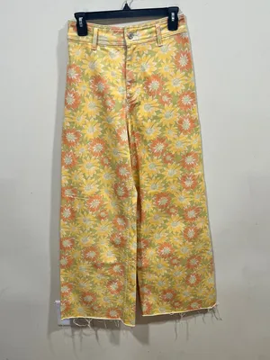 Zara Yellow Floral Wide Leg Jeans The Marine Straight size 6 floral yellow Y2K thumbnail 3