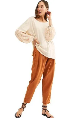 Free People Jade Long Sleeve Top M Ecru thumbnail 1