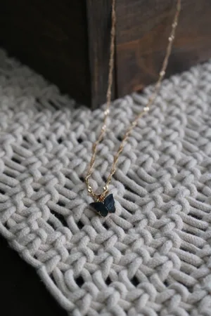 Black butterfly necklace Gold thumbnail 3